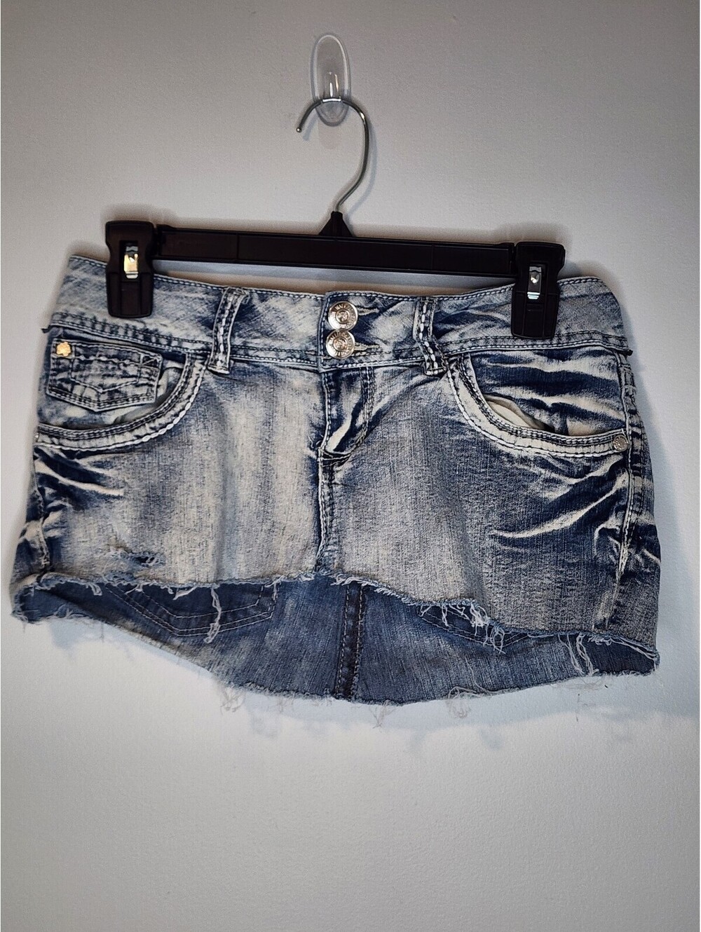 Wallflower Y2K Distressed Denim Micro Mini Skirt